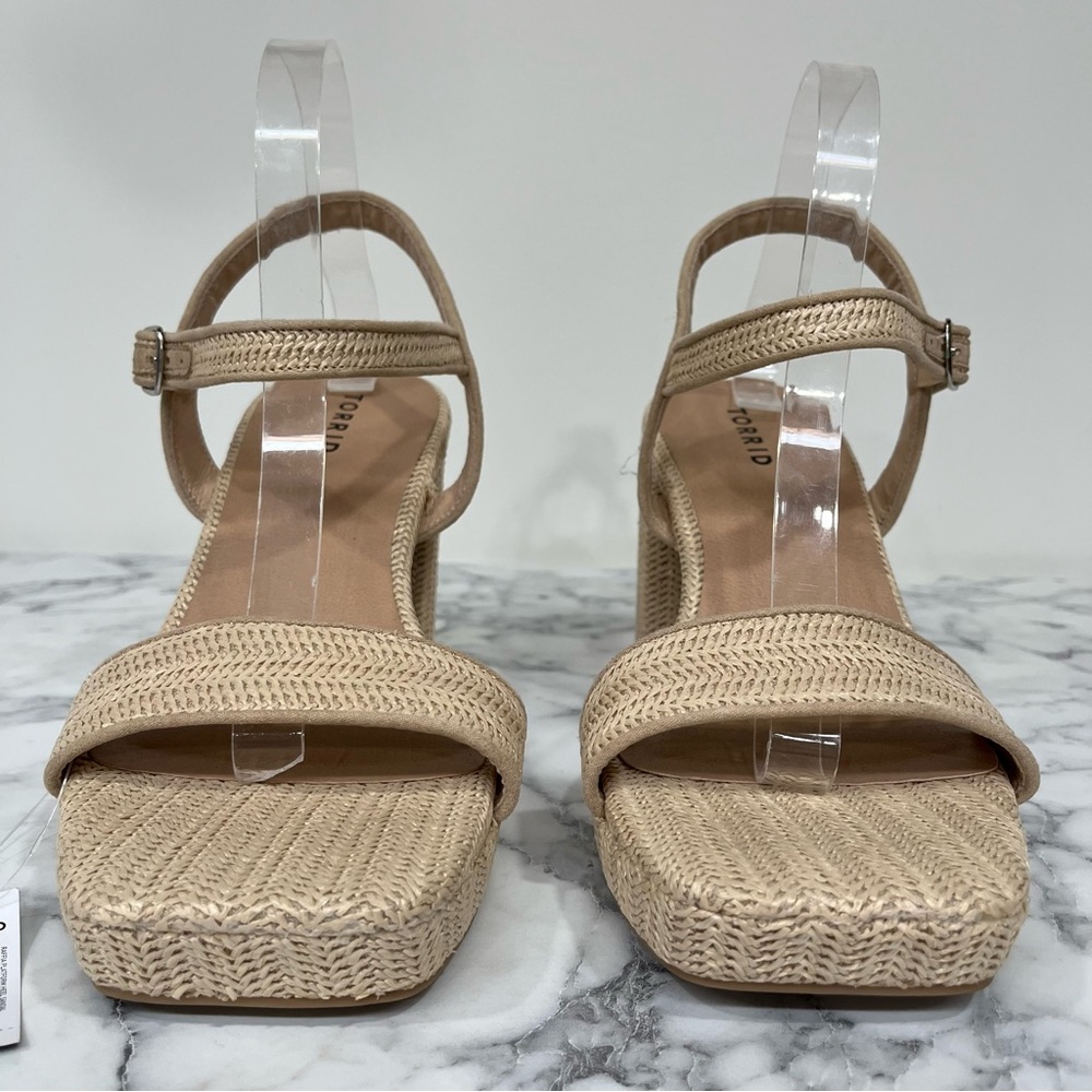 TORRID Raffia Platform Heel Sandal Size 10WW 10 Extra Wide NWT Boho Natural - Picture 6 of 13